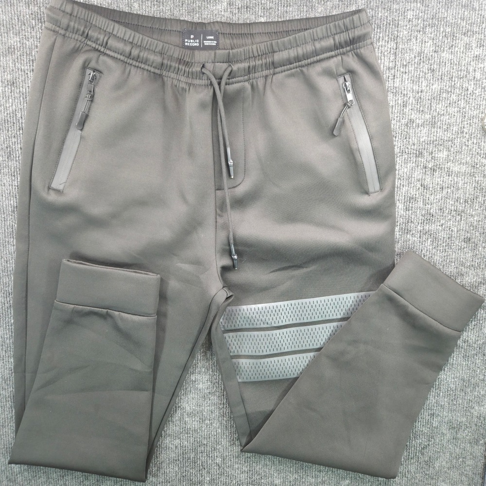Public Record Mens Joggers Large Gray Tapered Athletic Sweatpants Zipper Pockets